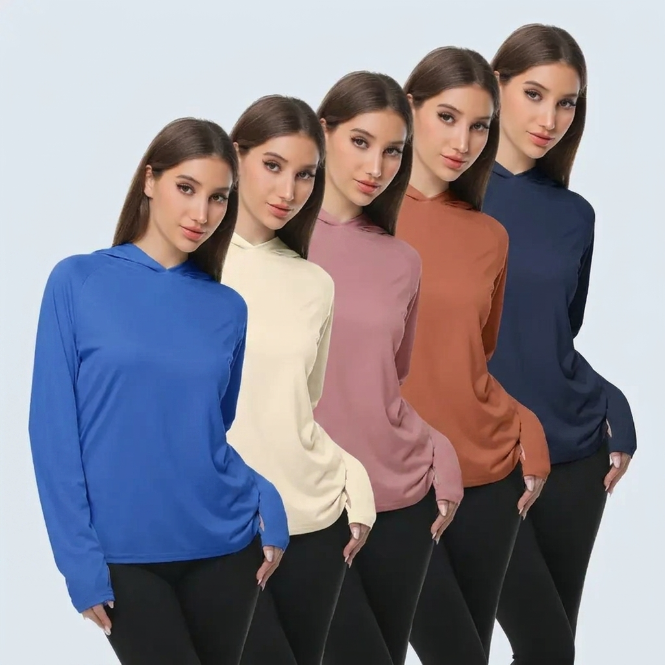 🏃 Women's 5-Pack Lightweight Workout Long Sleeve Tops