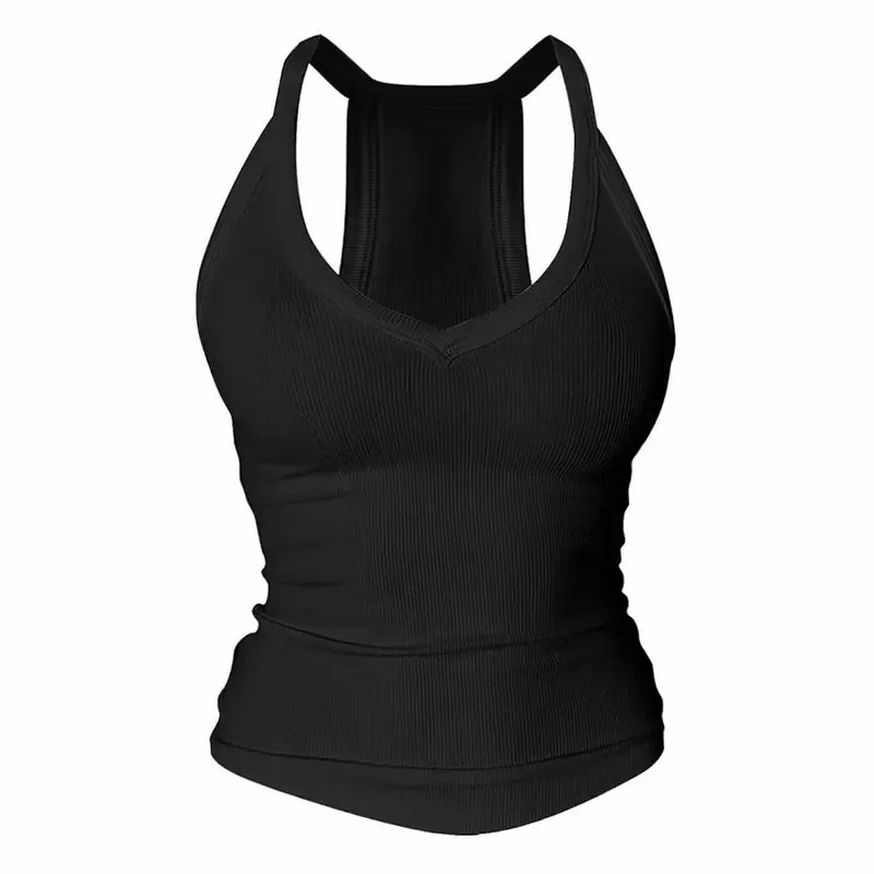 Built-in bust support, sleeveless backless slim-fit basic tank top