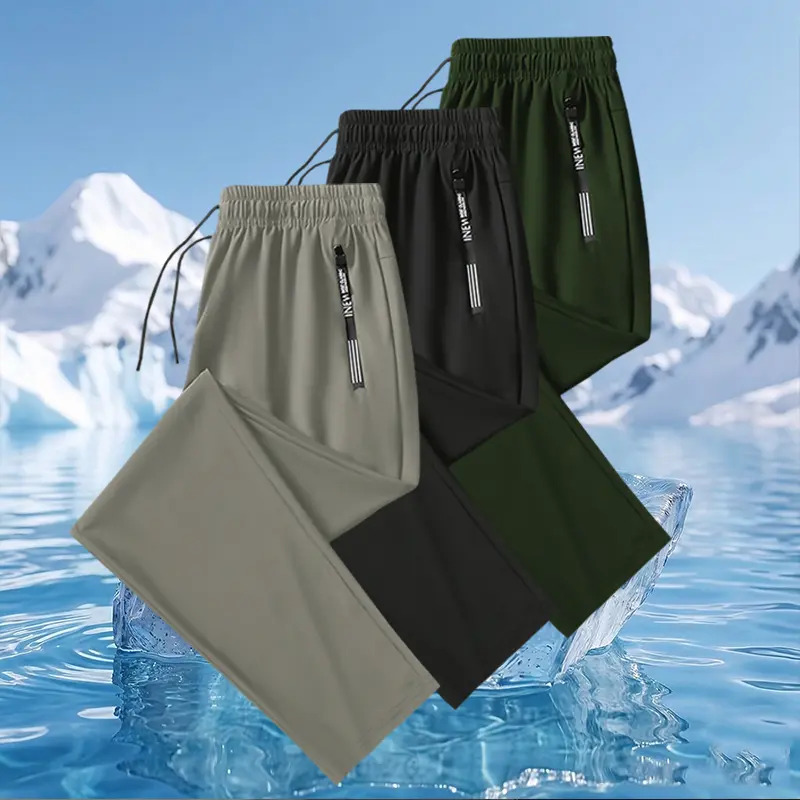 Men's Ice Silk Joggers – Breathable, Medium-Stretch Fabric