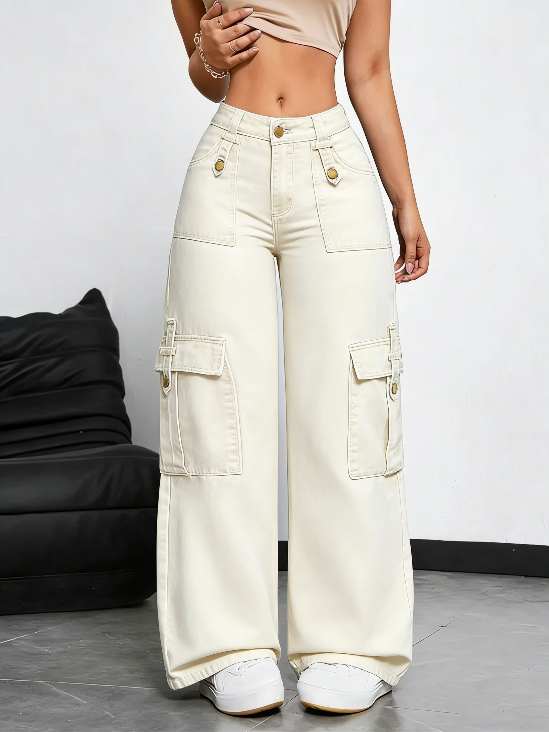 Women's Stretchy Multi-Pocket Straight Leg Jeans