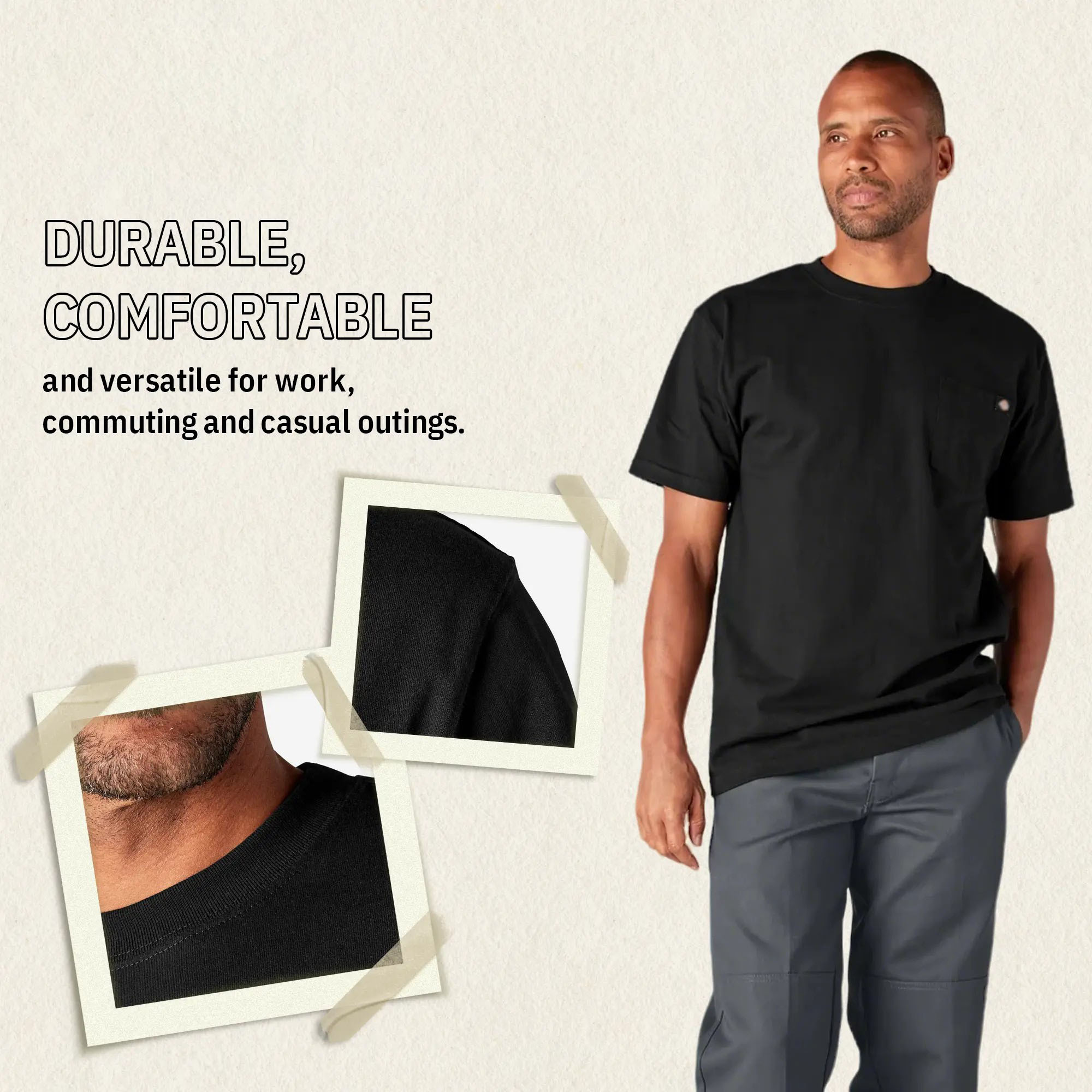 Men's Heavyweight Short Sleeve Pocket Tee – 100% Cotton Relaxed Fit Workwear Shirt