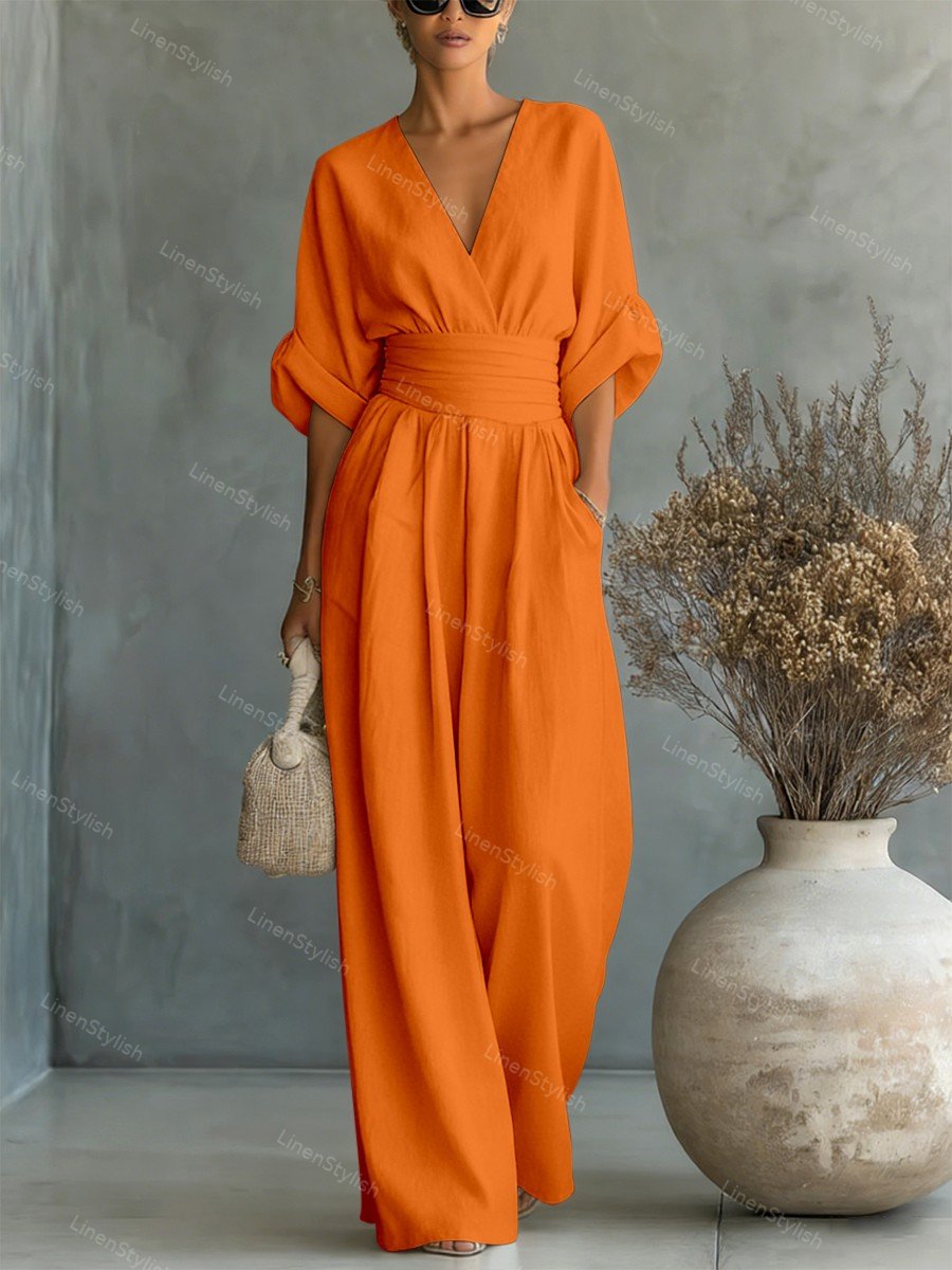 Essential V-neck Waist Jumpsuit Clearance Sale