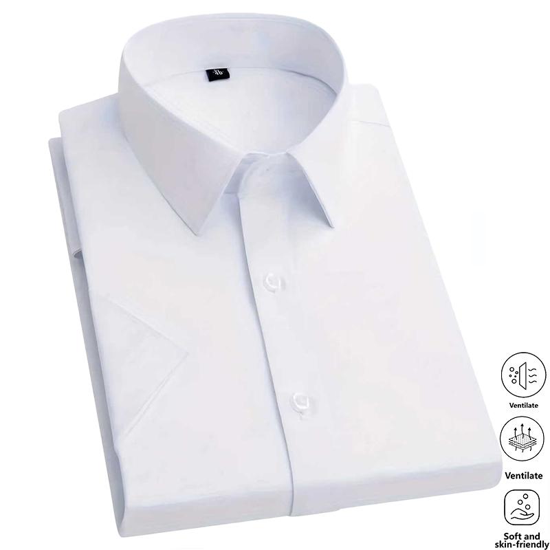 Men's Solid-Color Dress Shirts (5-Pack) — Crafted from skin-friendly, breathable, and wrinkle-resistant, non-iron fabric