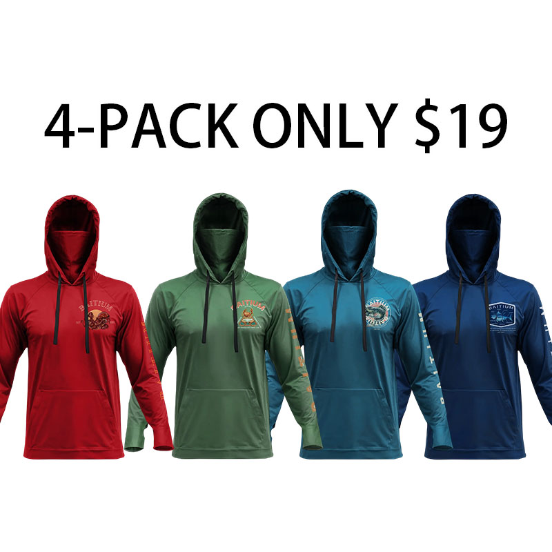 Men’s Hooded UPF 50 Long Sleeve Fishing & Construction Shirt with Gaiter