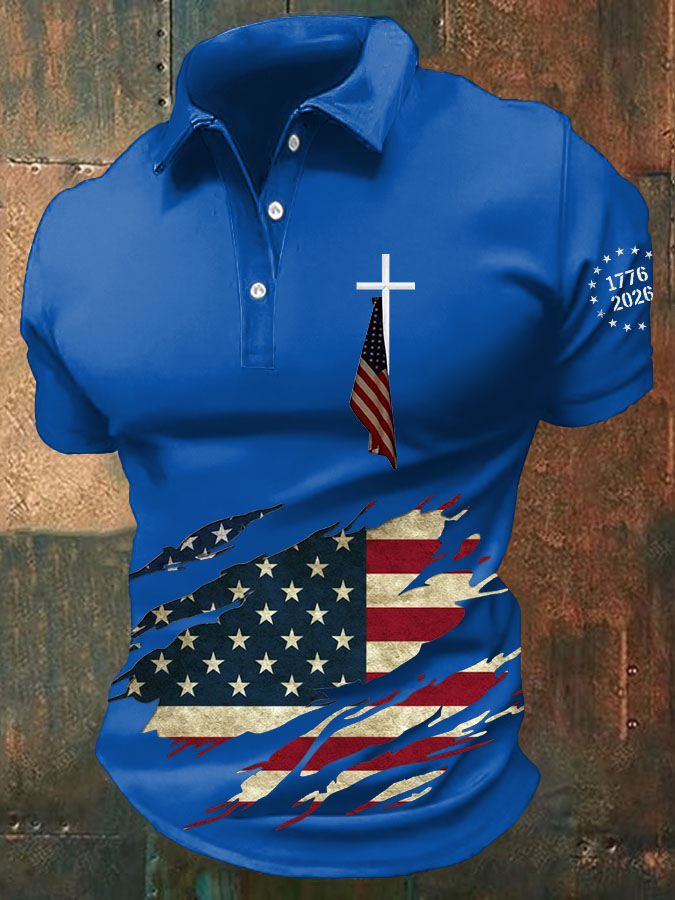 Men's 250th Anniversary Printed Casual Polo Shirt