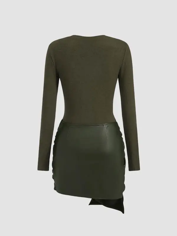Women's Patchwork Knot Side Dress