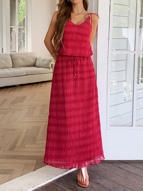 Seaside Strappy Two-piece Set Maxi Skirt and Crop Top