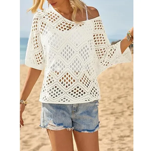 🔥Clearance sale, limited stock 🔥Women's Bohemian-Style Crocheted V-Neck Top