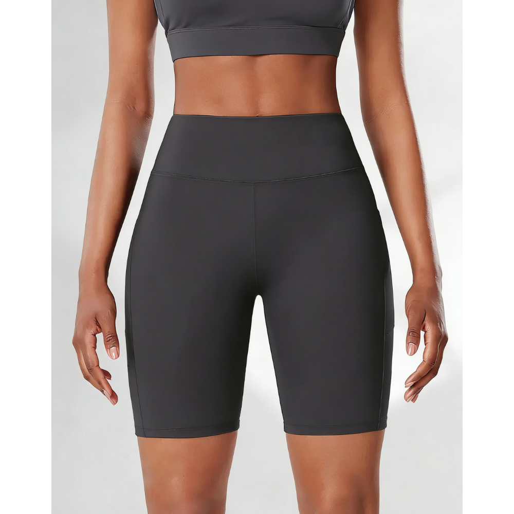 High Waist Yoga Shorts for Women - Soft Breathable Athletic Workout Shorts with Pockets, Tight Fit Gym Wear for Casual Use