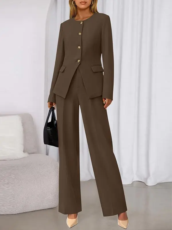 Two-Piece Set for Women Fall Fashion Business Casual Long Sleeve Blazer Jackets