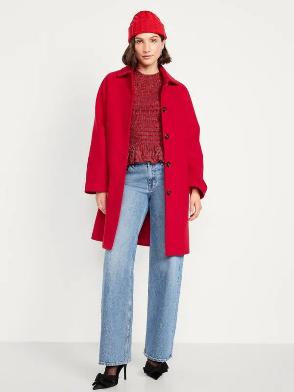 Old Navy Women's Relaxed Button-Front Mac Coat