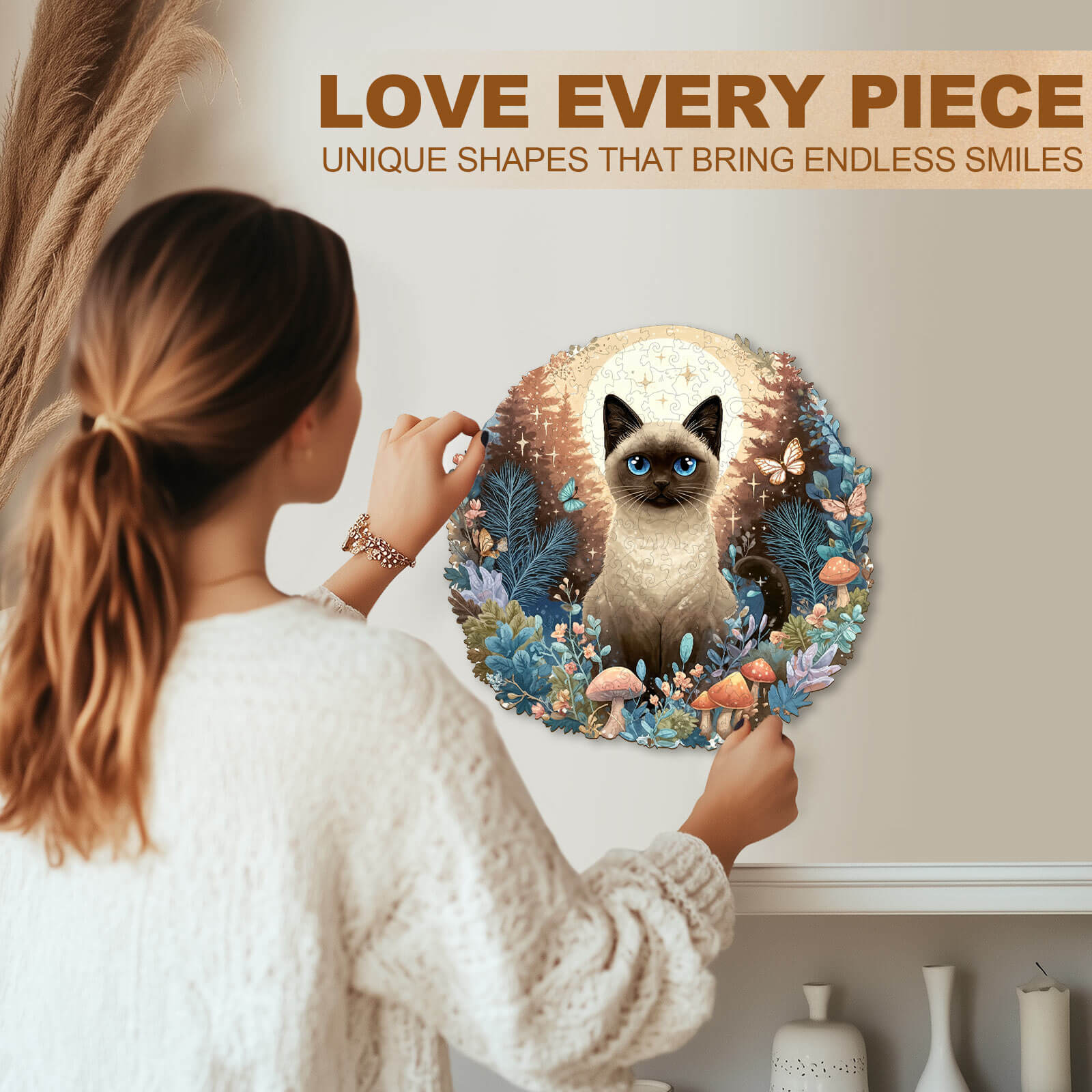 Gentle Dreamy Cat Wooden Jigsaw Puzzle