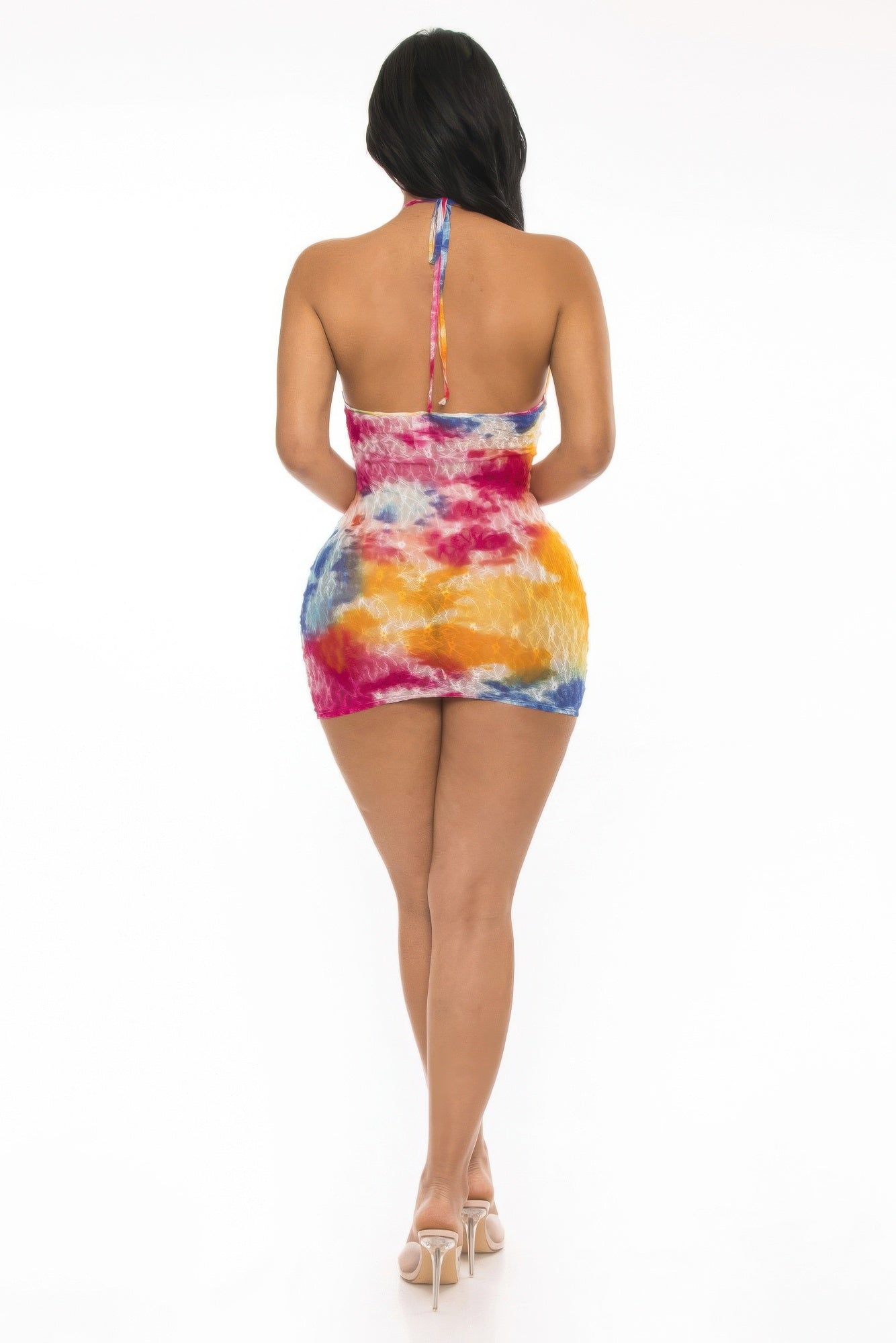 Multi Color Lace Mini Cover Up Dress