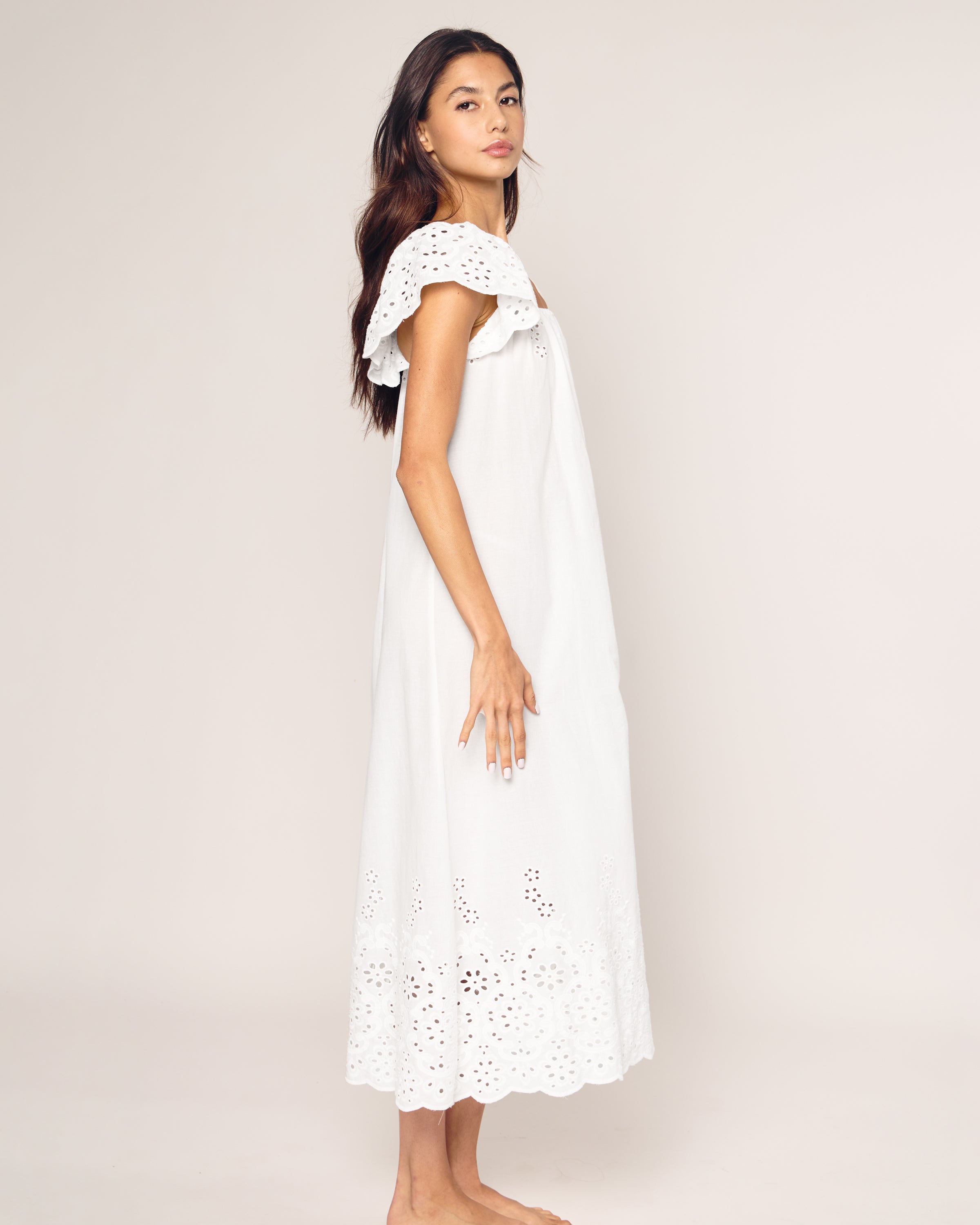 Women's Twill Ava Nightgown in White