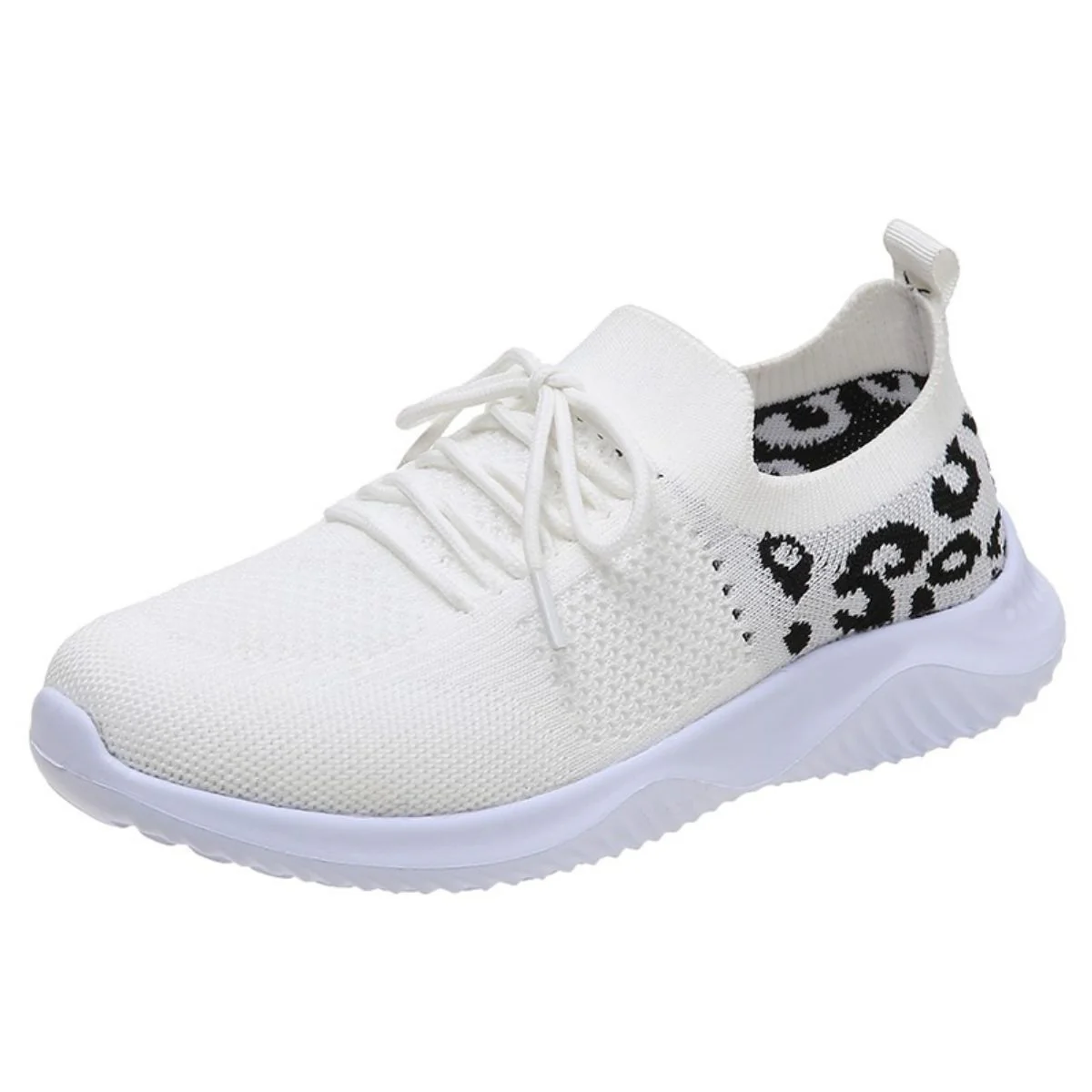 Leopard Breathable Mesh Lace Up Athletic Shoes (2 color options)