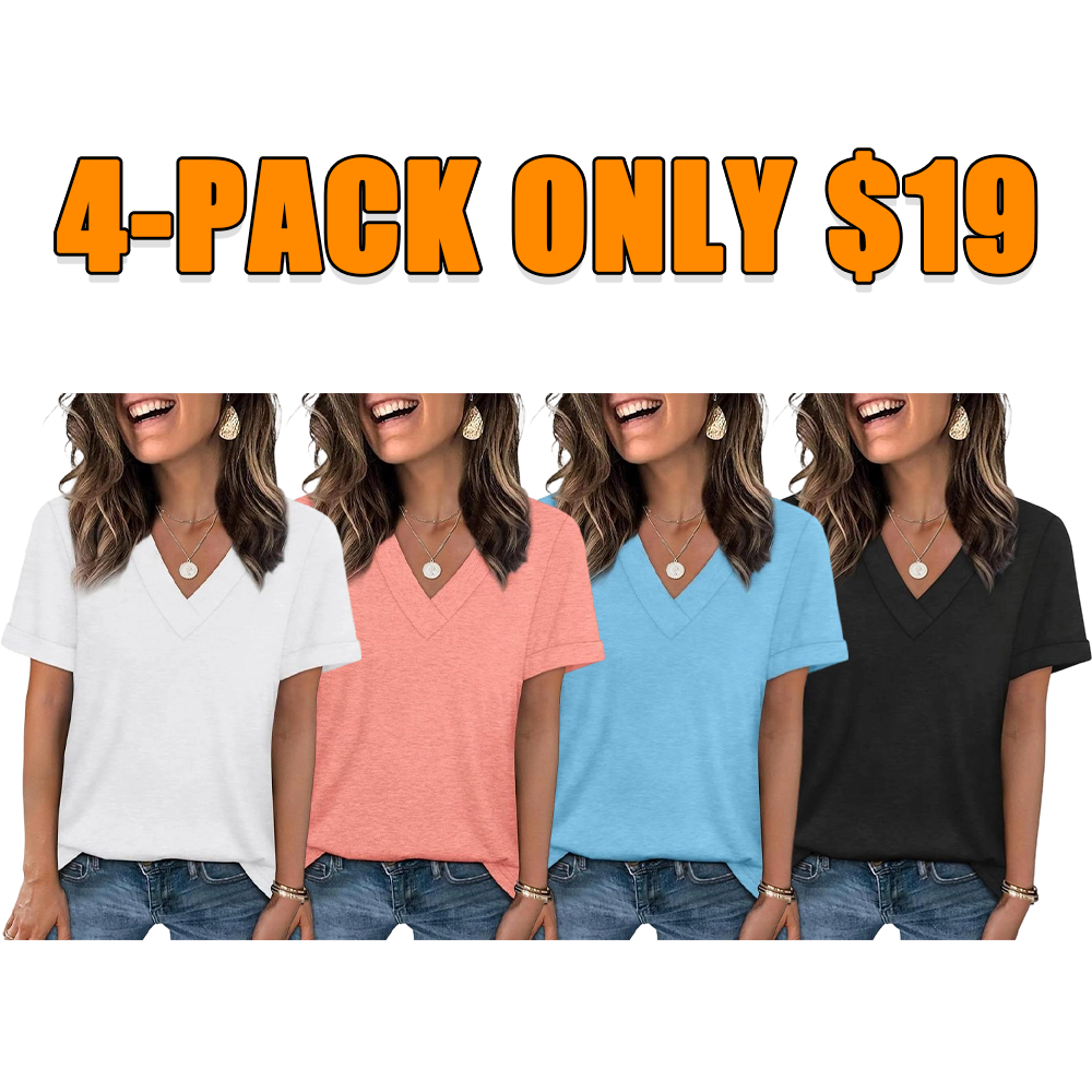 Women's Casual V-Neck Short Sleeve T-Shirt