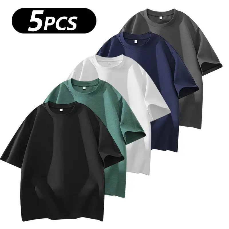 Men's 3PCS 100% cotton Crew Neck T-Shirts Set - Soft Loose Fit Navy Gray Black Tees for Casual Daily Wear