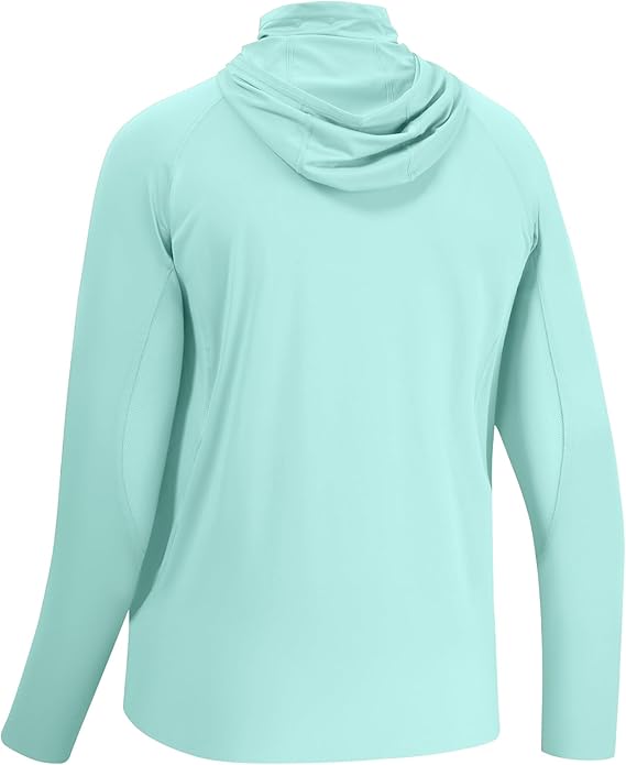 ☀️☀️UPF 50+ Men’s Long Sleeve Fishing Shirt with Mask UV Neck Gaiter Hoodie