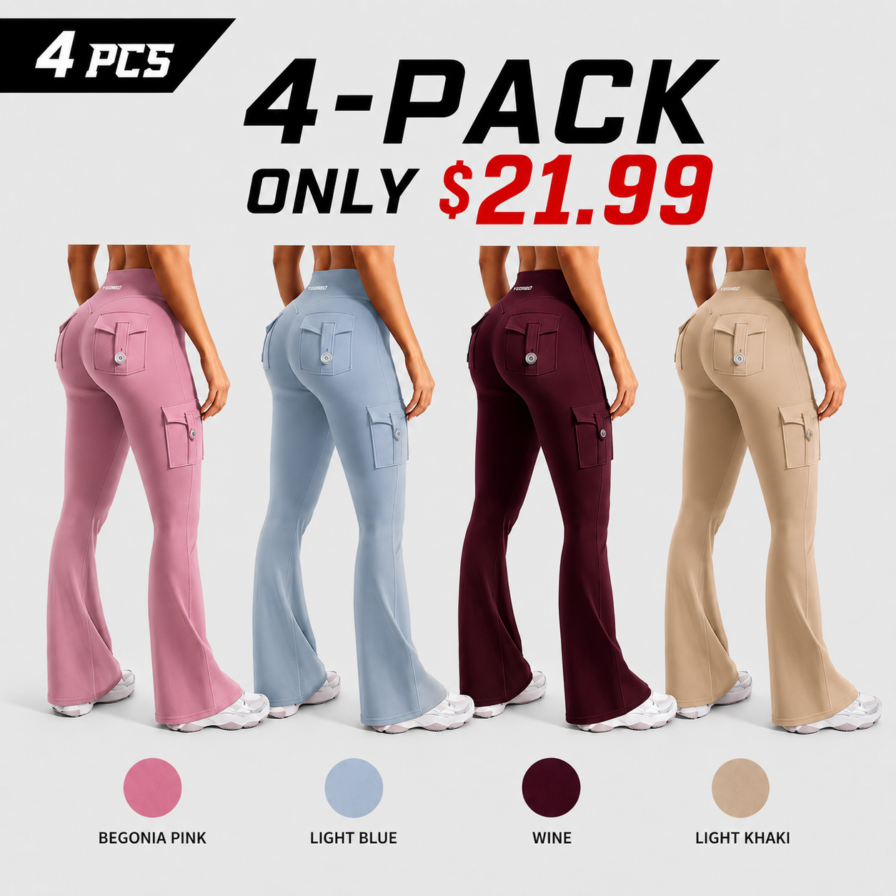 Women's High-Waisted Bootcut Yoga Pants with Pockets