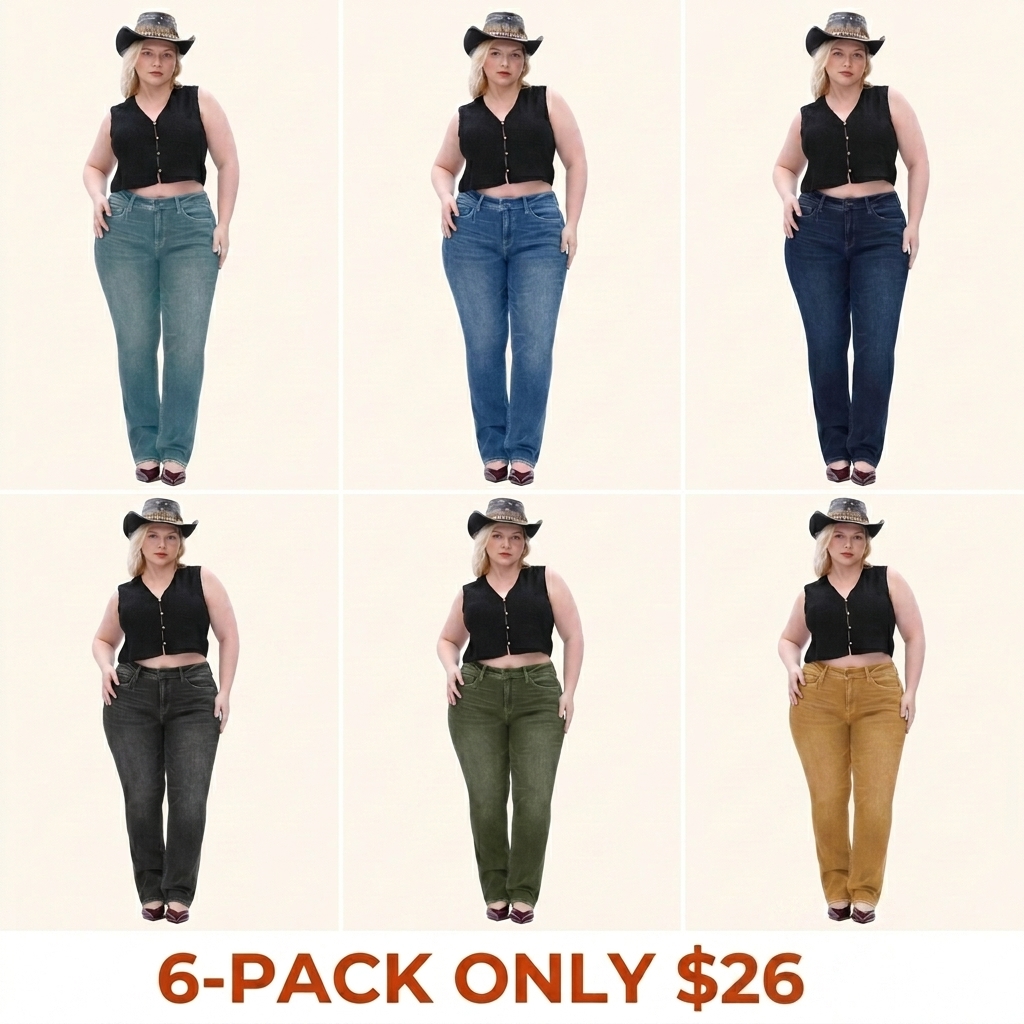 Plus-size high-waisted, medium-stretch denim jeans
