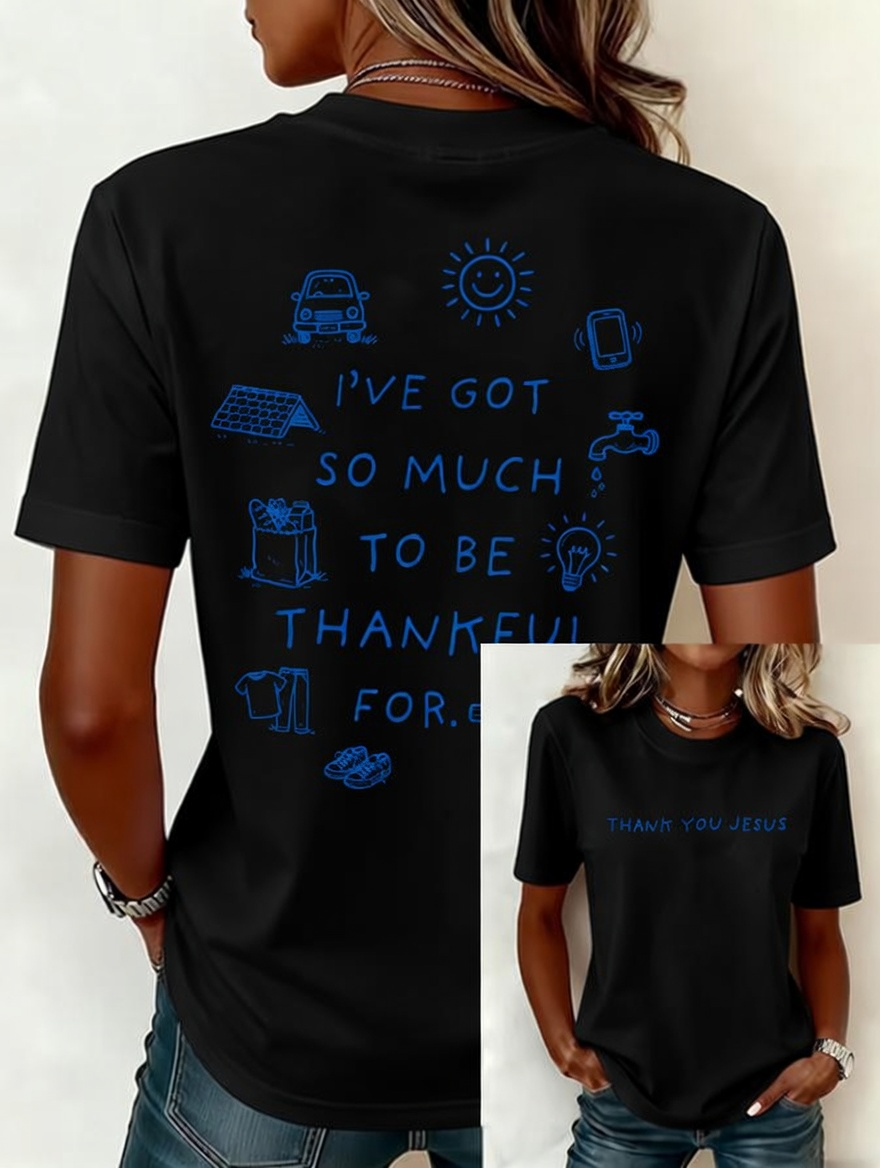 Women's Casual Faith Cross Print Short-Sleeve T-Shirt