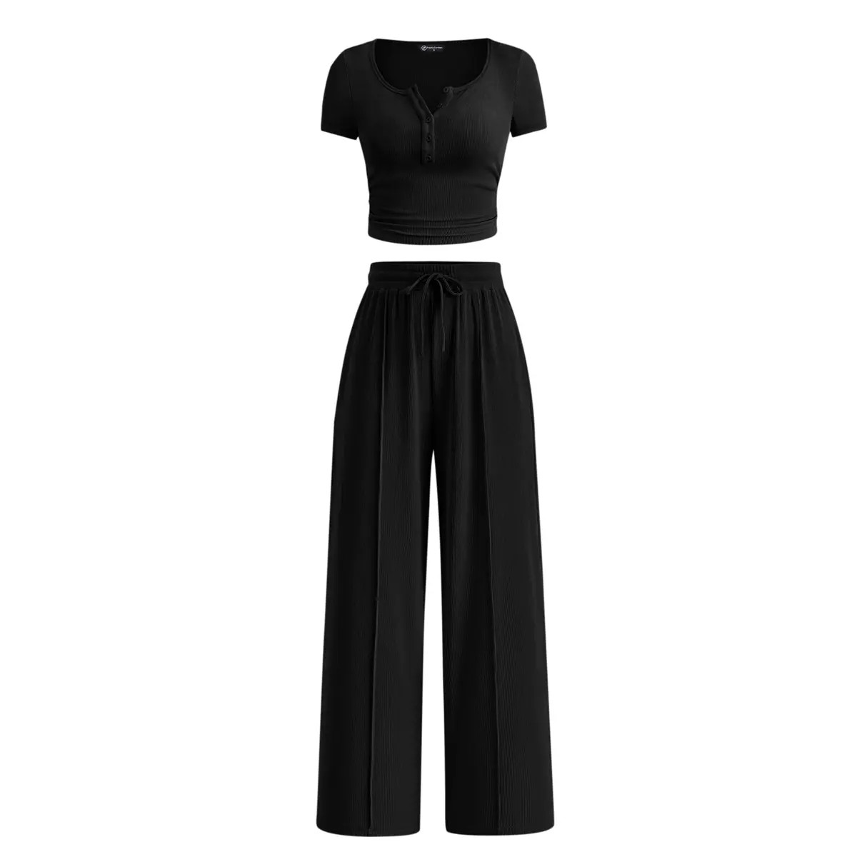 Women’s 2‑Piece Summer Set (Slim Crop Top & Wide‑Leg Pants)
