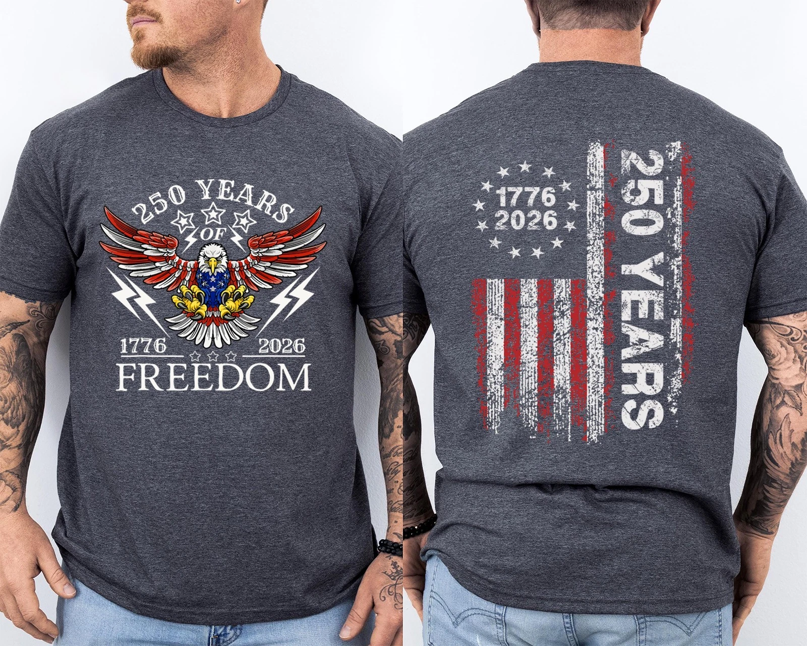 Men'S Casual American 1776-2026 Anniversary Printed Short Sleeved T-Shirt