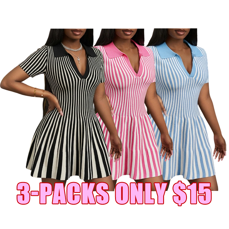 Elegant Pleated Knit Mini Dress