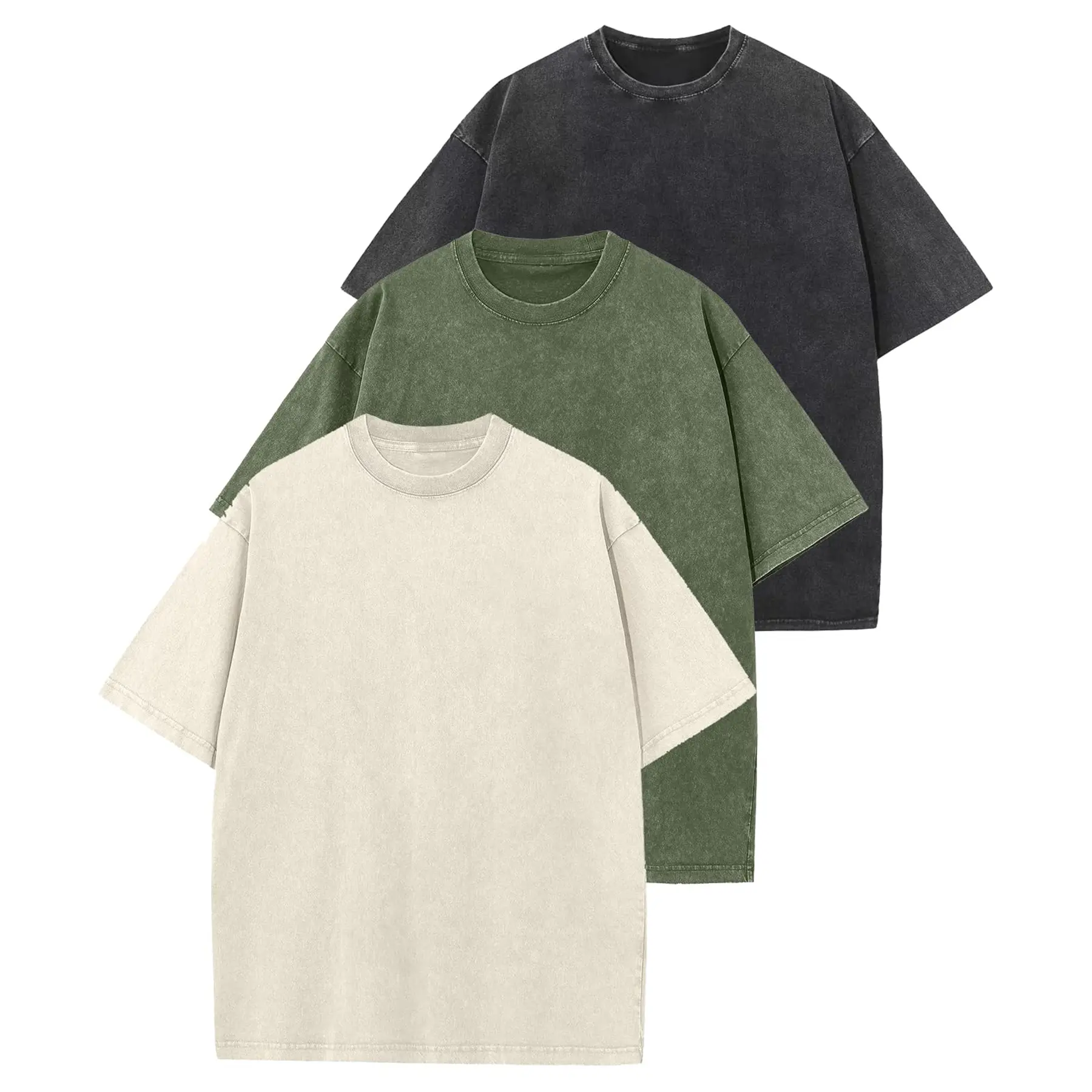 Women's Oversized T Shirts Acid Wash Cotton Crew Neck Half Short Sleeve Summer Unisex Tees Casual Loose Fit Solid Streetwear Comfortable Tops Basic Womenswear Plain Tshirt