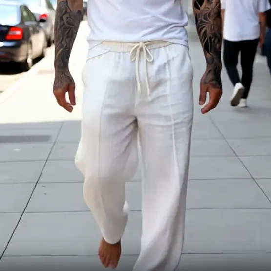 🔥8-pack $24 - Men's linen casual straight leg trousers