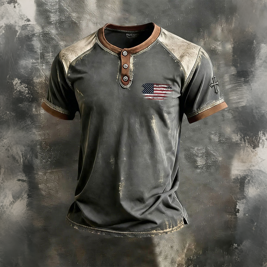 Men's Independence Day Henry collar shirt