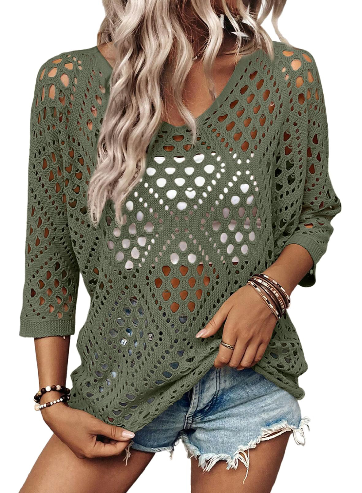 🌸 Women's 3/4 Sleeve Casual Knit Sweater