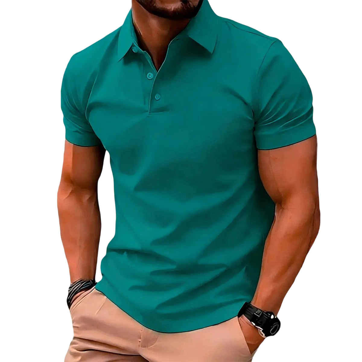 Men's Casual POLO Shirt, Solid Color Button Versatile Basic