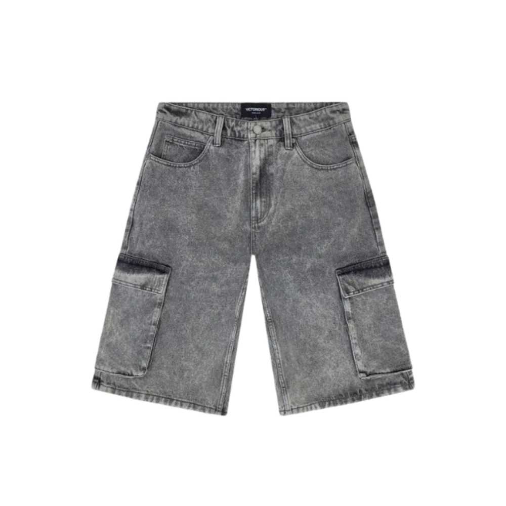 Baggy Fit Cargo Denim Shorts