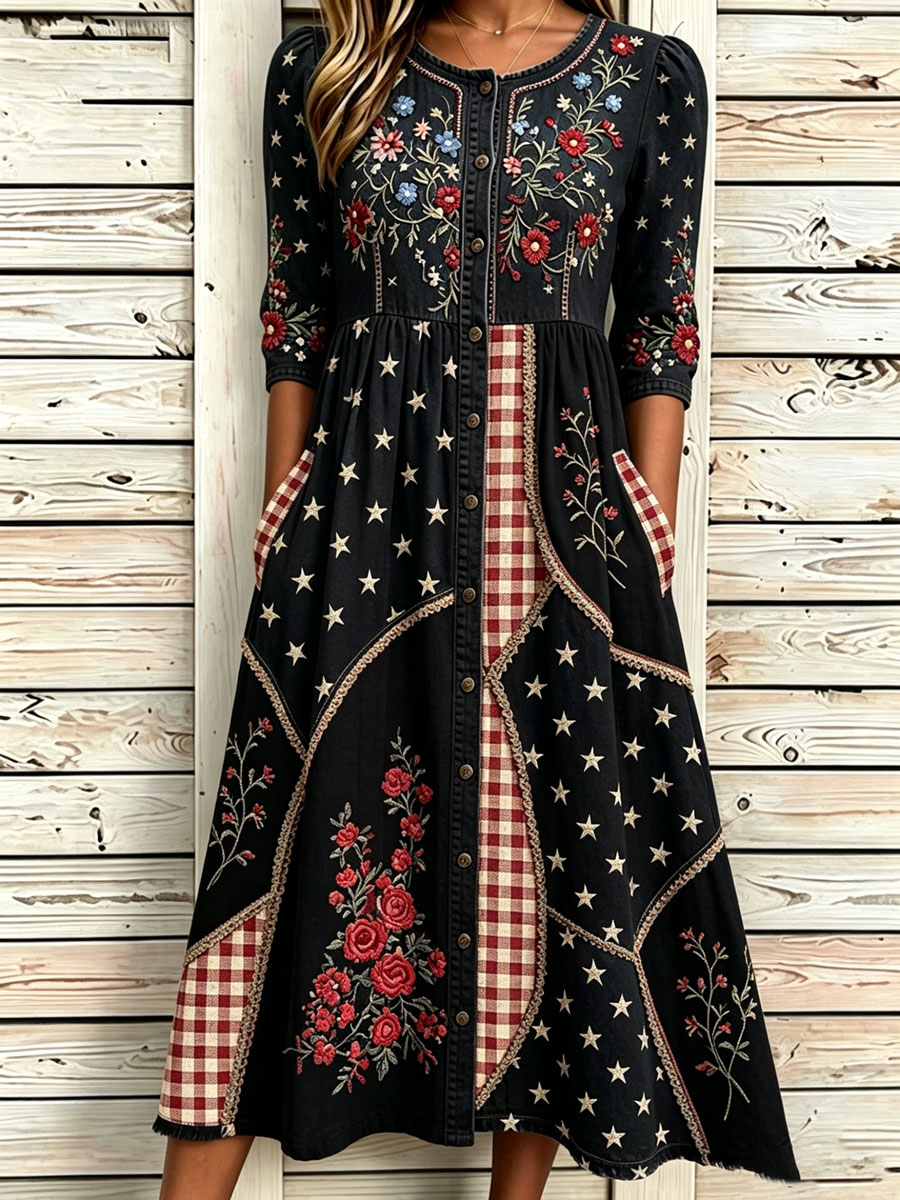 Women'S Casual American Independence Day Print Art Casual Dress