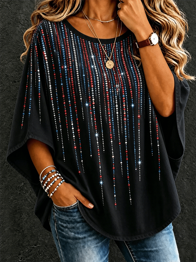 Women's American Flag Vintage Loose T-Shirt