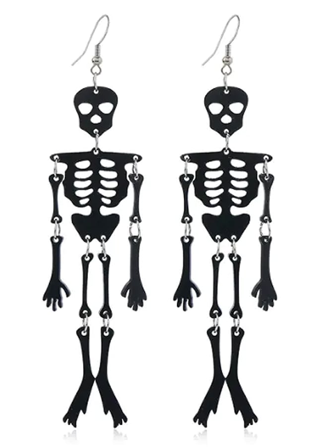 Women's Halloween Exaggerated Ghost Skull Jointed Skull Earrings