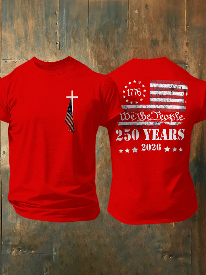 Men's American Flag Commemorative 250th Anniversary Classic Pattern Short Sleeve T-shirt