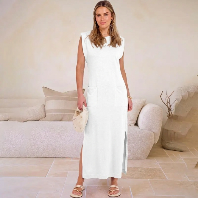 🌸 Summer Wrap Sleeveless Dress – Casual & Comfortable