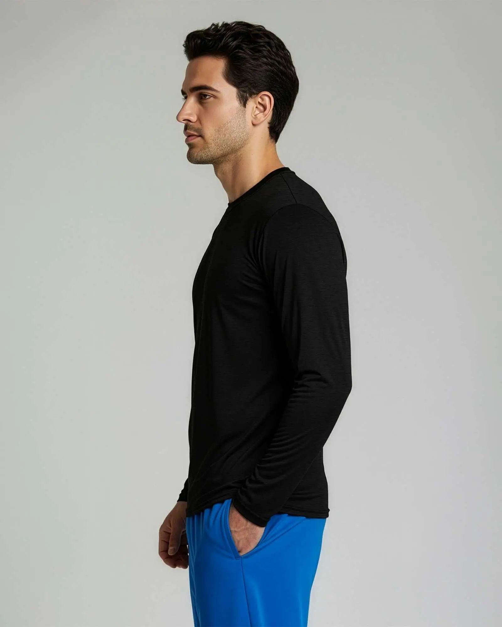 Mens Long Sleeve Dry Fit T Shirts Hiking Fishing Workout Gym Work Sun UPF 50 Wicking Running Tee