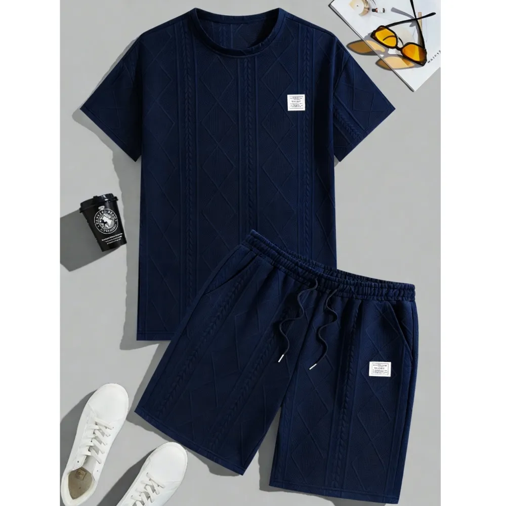 Men's Casual Sports Suit 2-Piece texture Set