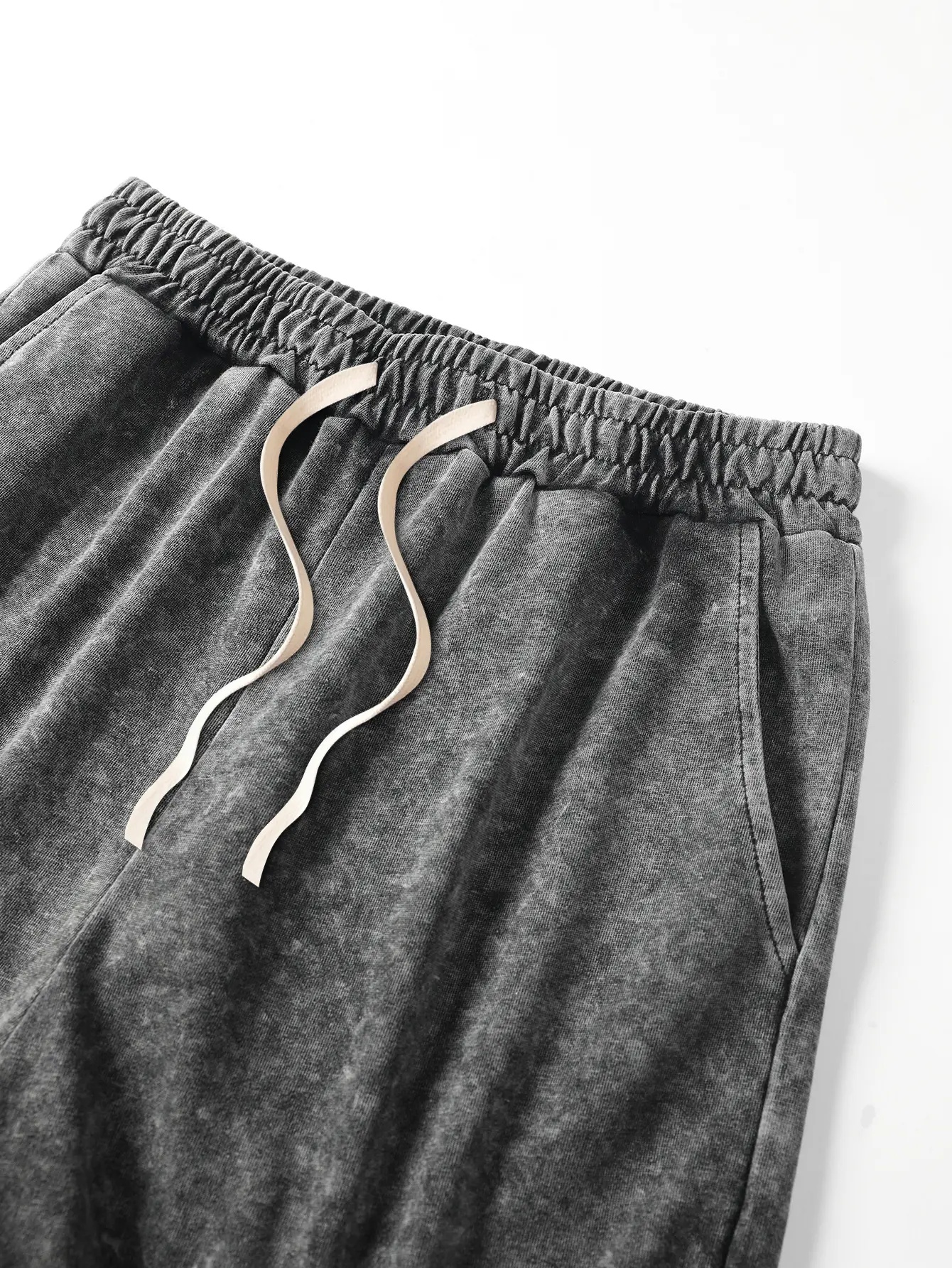 Men’s Snow-Wash Cotton Blend Drawstring Shorts