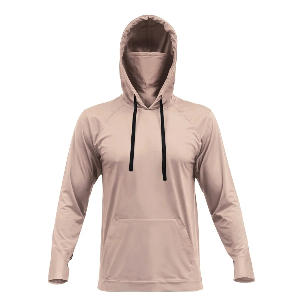 🔥Men's UPF 50 Hooded Long Sleeve Outdoor Shirt with Gaiter Lightweight Moisture Wicking Fishing & Construction Work Wear