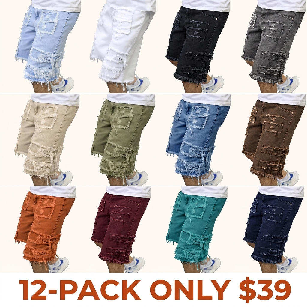 Raw Hem Denim Shorts with Rips – Edgy Urban Casual Warm-Weather Essential