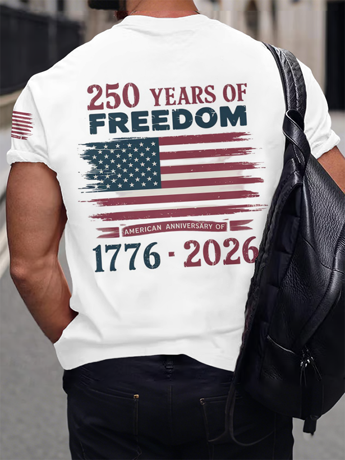 Men'S Casual American 1776-2026 Anniversary Printed Short Sleeved T-Shirt