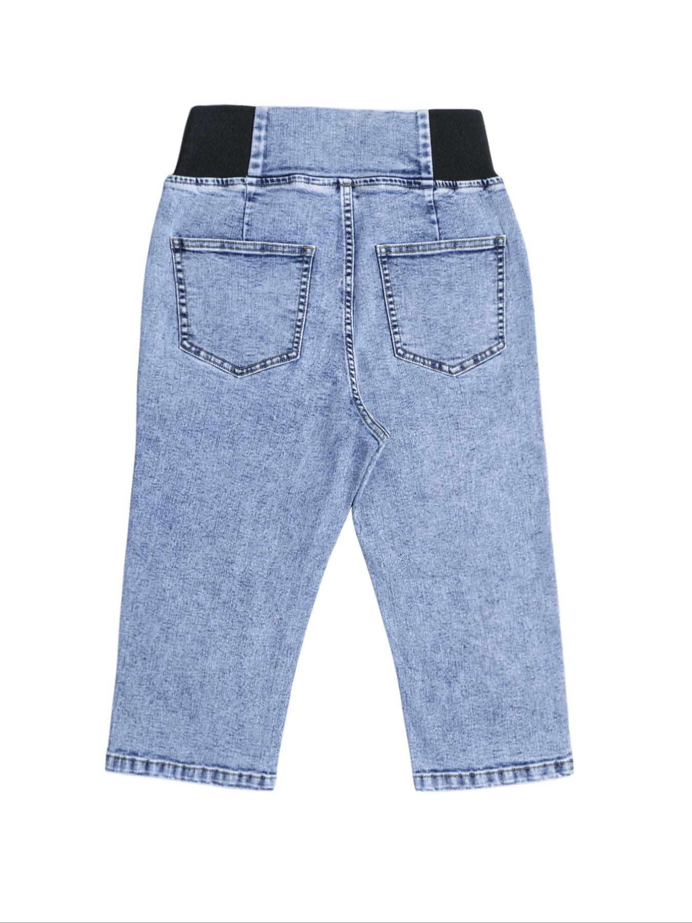 Women's Solid-Color Mid-Rise Stretch Denim Cropped Pants