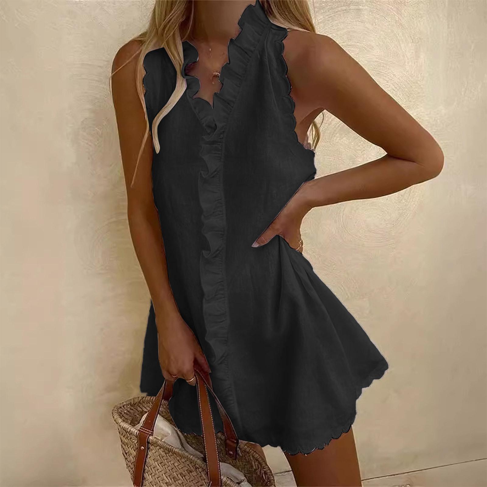 Women's sexy halter-neck ruffled summer dress