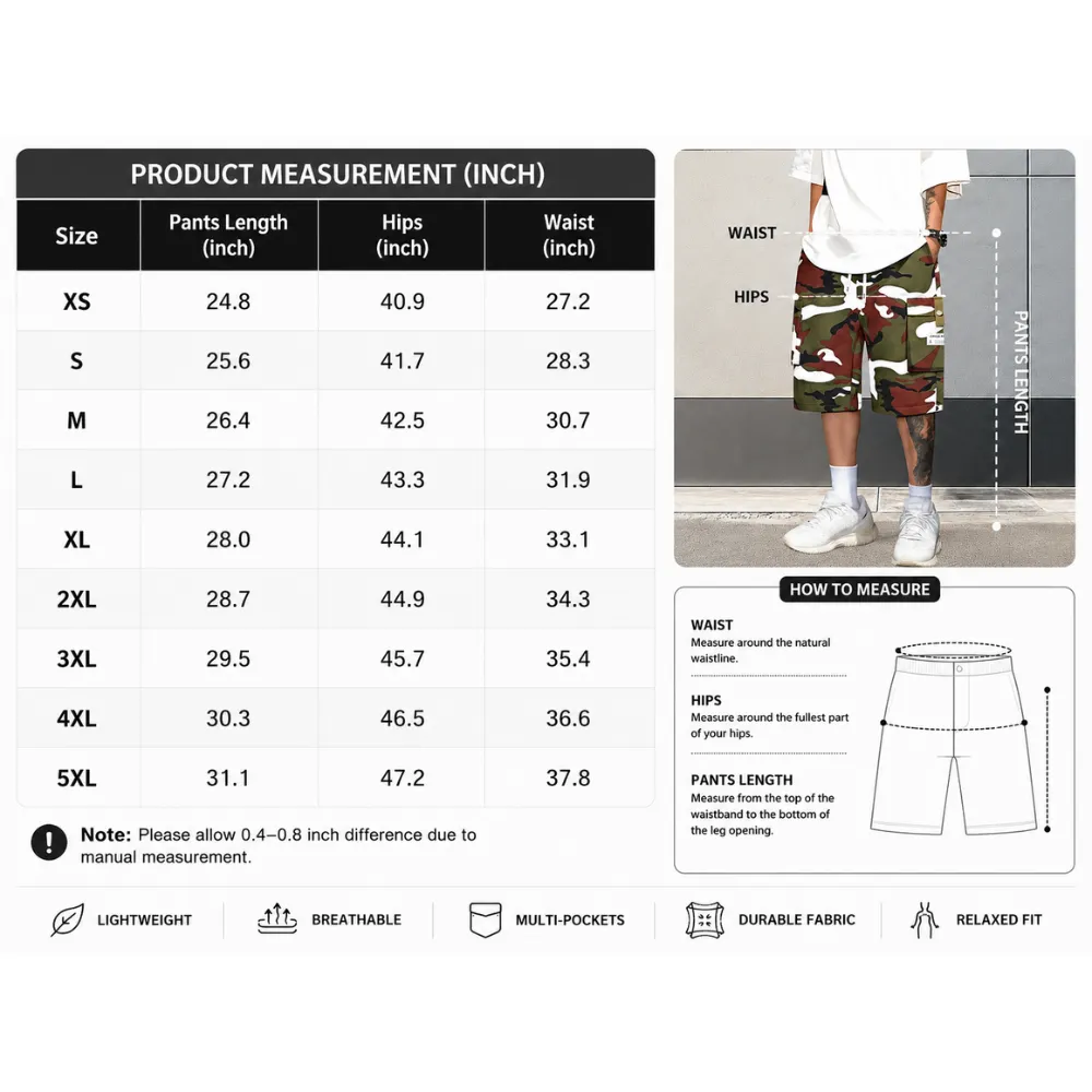 Men’s summer camouflage cargo shorts