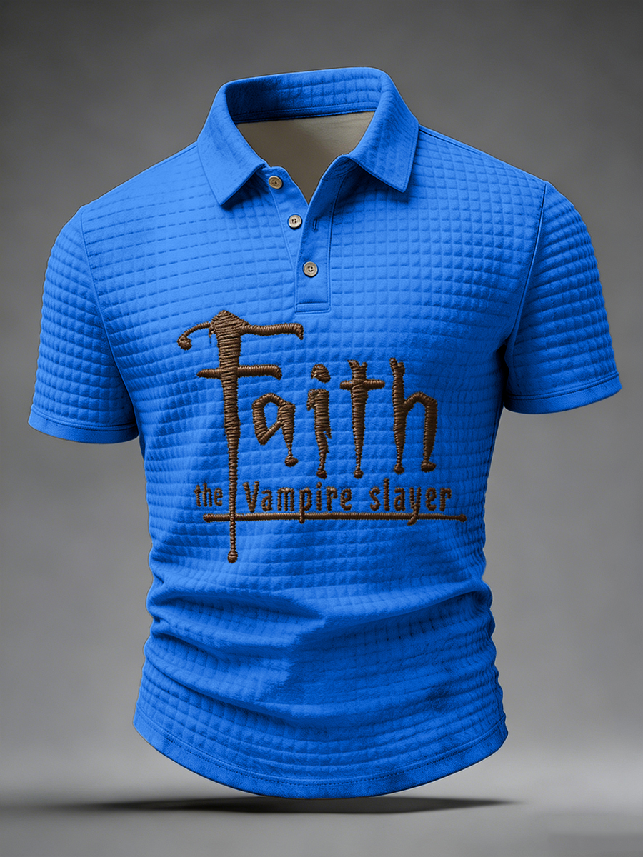 Faith The Vampire Slayer Vintage Waffle Knit Polo Shirt