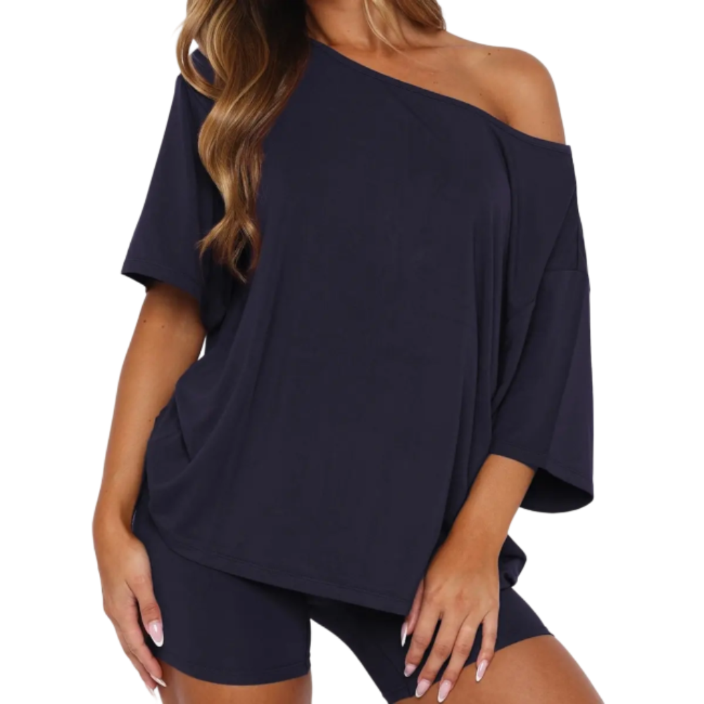 Women’s Casual Two Piece Lounge Set Off Shoulder Top